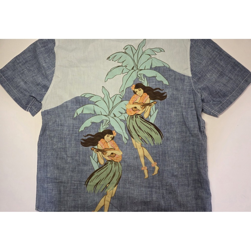 Tommy Bahama Mens Size L Short Sleeve Button Down Island‎ Girls Hawaiian Camp